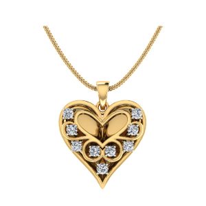 Diamond (0.40 Ct) Heart  Pendant In 18Kt Gold (4.230 Gram) 