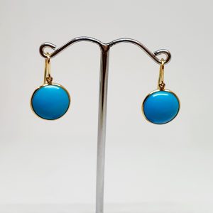 Aquamarine Gemstone Earrings, Hoops In 18Kt Gold (1.800 Grams)