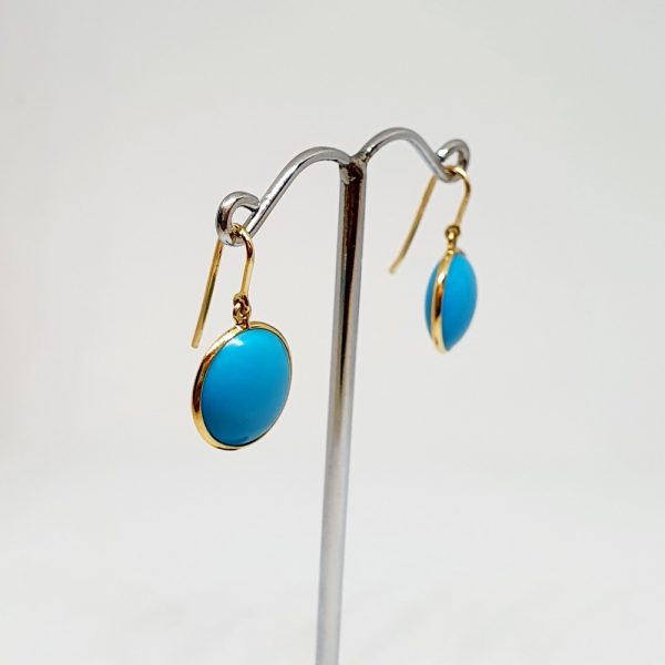 Aquamarine Gemstone Earrings, Hoops In 18Kt Gold (1.800 Grams)