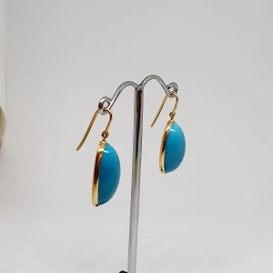 Aquamarine Gemstone Earrings, Hoops In 18Kt Gold (1.800 Grams)