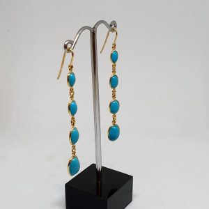 Aquamarine Gemstone Earrings, Hoops In 18Kt Gold (1.800 Grams)