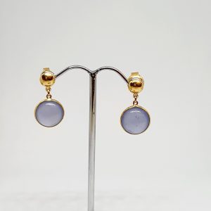 Aquamarine Gemstone Earrings, Hoops In 18Kt Gold (1.800 Grams)