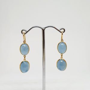 Aquamarine Gemstone Earrings, Hoops In 18Kt Gold (1.800 Grams)