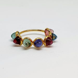 Multi Tourmaline Ring In 18Kt Yellow Gold (1.440 Grams)