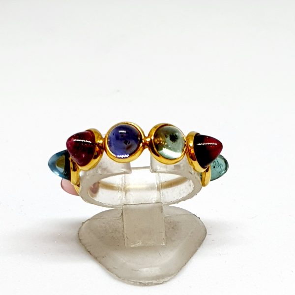 Multi Tourmaline Ring In 18Kt Yellow Gold (1.440 Grams)