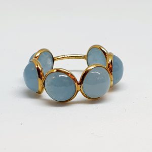 Aquamarine Cabachon Ring In 18Kt Yellow Gold (2.300 Grams)