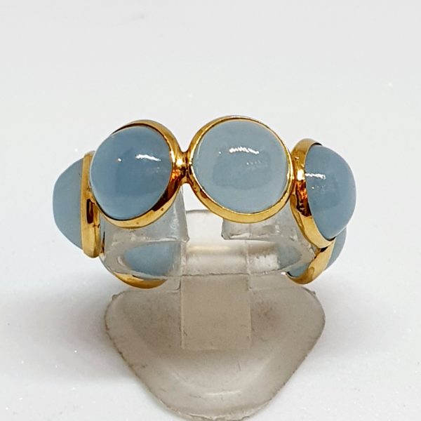 Aquamarine Cabachon Ring In 18Kt Yellow Gold (2.300 Grams)