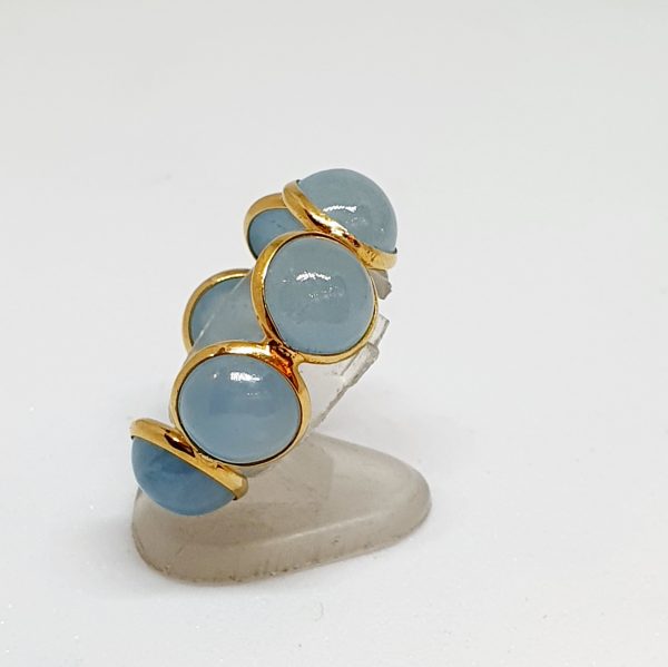 Aquamarine Cabachon Ring In 18Kt Yellow Gold (2.300 Grams)