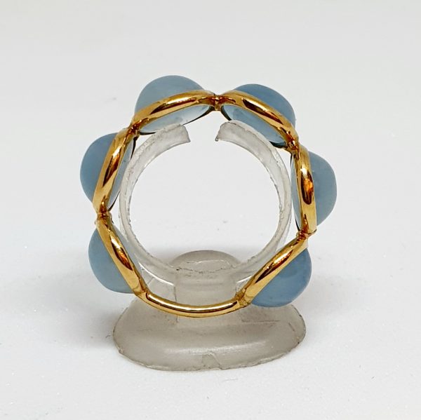 Aquamarine Cabachon Ring In 18Kt Yellow Gold (2.300 Grams)