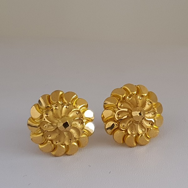 22Kt Plain Gold Earrings (3.350 Grams) /Gold Ear Studs