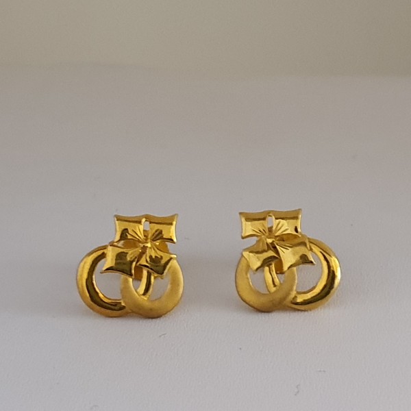 22Kt Plain Gold Earrings (2.280 Grams)/ Gold Ear Studs