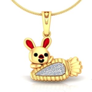 Diamond Bunny Pendant In 18Kt Gold (2.330 Gram) for Kids