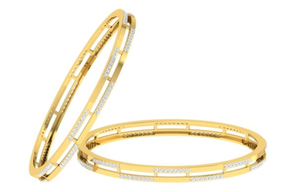 Diamond Bangle (1.61 Ct) In 2-Tone 18Kt Gold (21.680 Gram) 