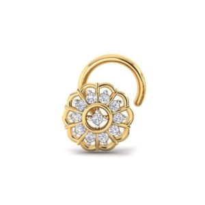 Floral Diamond Nose Pin (0.07 Ct), 18 Kt Yellow Gold