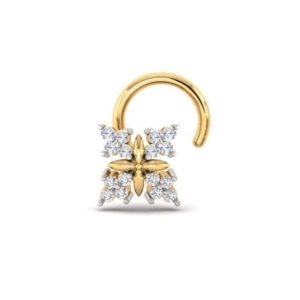 Exquisite Diamond Nose Pin (0.08 Ct), 18 Kt Yellow Gold