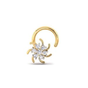 Elegant Diamond Nose Pin (0.07 Ct), 18 Kt Yellow Gold