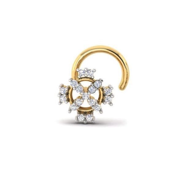 Designer Diamond Nose Pin(0.06 Ct),18Kt Yellow Gold Jewellery