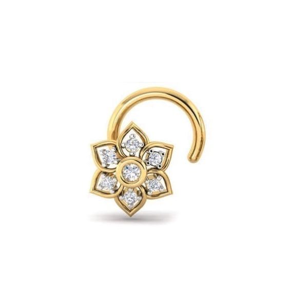 Nakshatra Diamond Nose Pin(0.04 Ct),18 Kt Yellow Gold Jewellery