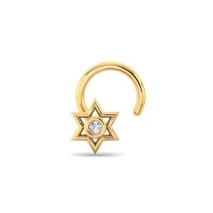 Star Diamond Nose Pin (0.05 Ct), 18 Kt Yellow Gold Jewellery