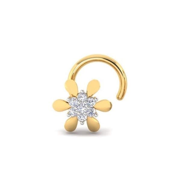 7 Diamond Studded Nose Pin (0.05 Ct),18Kt Yellow Gold Jewellery