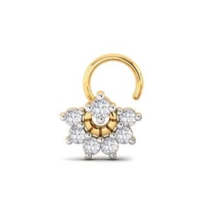 Gorgeous Diamond Nose Ring (0.17 Ct), 18 Kt Yellow Gold