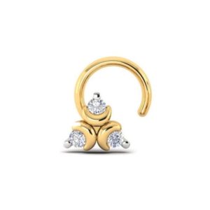 Triangle Diamond Nose Ring(0.04 Ct),18Kt Yellow Gold Jewellery