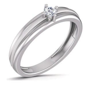 Diamond Ring (0.10 Ct) 18Kt White Gold (3.380 Gram) for Men