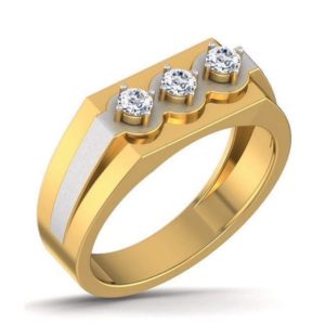 Diamond Ring (0.32 Ct) dual-tone 18Kt (8.340 Gram) for Men