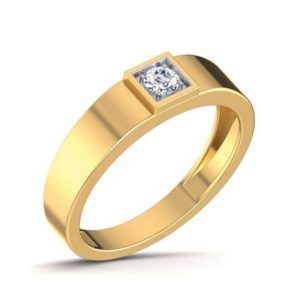 Diamond Ring (0.16 Ct) in 18Kt Gold (5.370 Gram) for Men