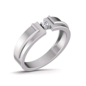 White Gold Diamond Ring (0.07 Ct) 18Kt Gold (6.290 Gram) For Men