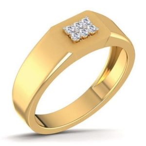 Diamond Ring (0.13 Ct) In 18Kt Gold (4.970 Gram) For Men