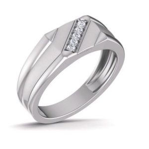 Men's Diamond Ring ( 0.10 Ct) 18Kt White Gold (5.480 Gram)