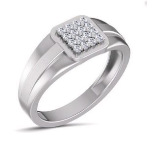 Diamond Ring (0.23 Ct) in White Gold (6.250 Gram) For Men