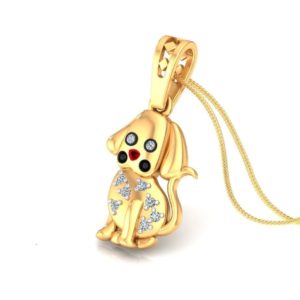 Doggy Diamond Pendant In 18Kt Gold (1.710 Gram) For Kids