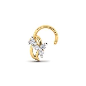 Sleek 4 Diamond Nose Pin(0.05 Ct),18Kt Yellow Gold Jewellery