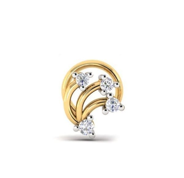 4 Diamond Nose Pin (0.05 Ct), 18 Kt Yellow Gold Jewellery