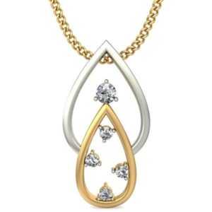 Diamond Pendant In 2-tone 18Kt Gold (0.880 Gram) for Women