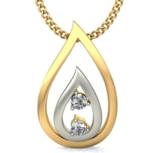 Looped Diamond Pendant In 2-Tone 18Kt Gold(1.290 Grams) for Women