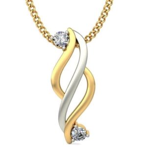 Sparkling Diamond Pendant In 2-Tone 18Kt Gold (0.890 Grams)