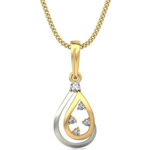 Diamond Pendant In 2-tone 18Kt Gold (1.180 Gram) for Women