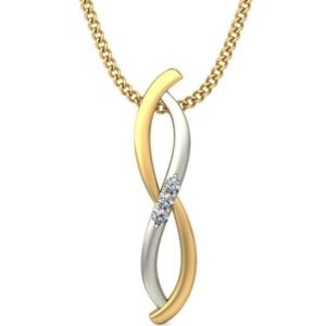 Unique Diamond Pendant In 2-Tone 18Kt Gold(0.996g) for women