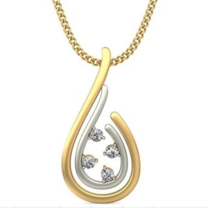 Exclusive Diamond Pendant In 2-Tone 18Kt Gold (1.290 Grams) for Women