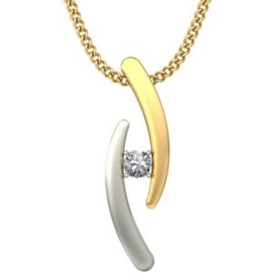 Stylish Diamond Pendant In 2-Tone 18Kt Gold(0.996g)for Women