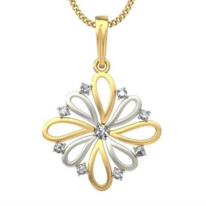 Diamond Pendant In 2-tone 18Kt Gold (2.060 Gram) for Women