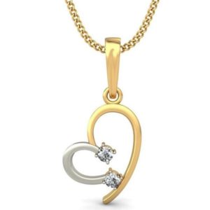 Diamond Heart  Pendant In 2-tone 18Kt Gold (0.980 Gram) 