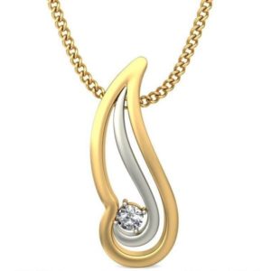 Stylish Diamond Pendant In 2-tone 18Kt Gold (1.090 Gram) 