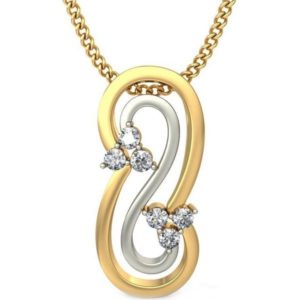 Diamond Spiral  Pendant In 2-Tone 18Kt Gold (1.280 Gram) 