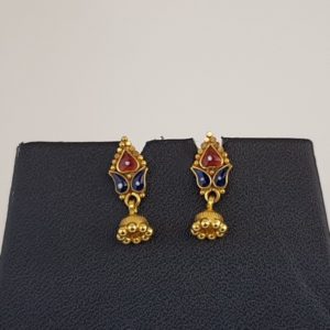 Plain Gold Earrings (2.060 Grams), 22Kt Plain Yellow Gold Jewellery – Gold Ear Tops