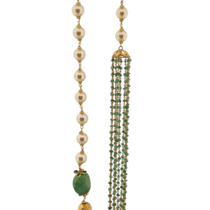 Emerald and Pearl Necklace 22K yellow Gold (12.050 grams)