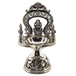 Antique Finish Handcrafted Silver Lakshmi Lamp (126.500 Gms)